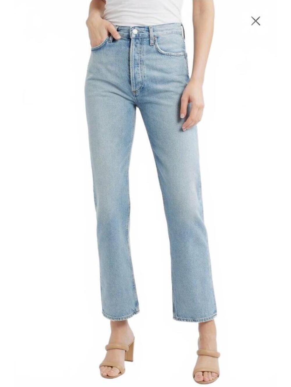 Algolde 90s Pinch Waist High Waist Straight Leg Jeans Size 28 Distressed Preppy